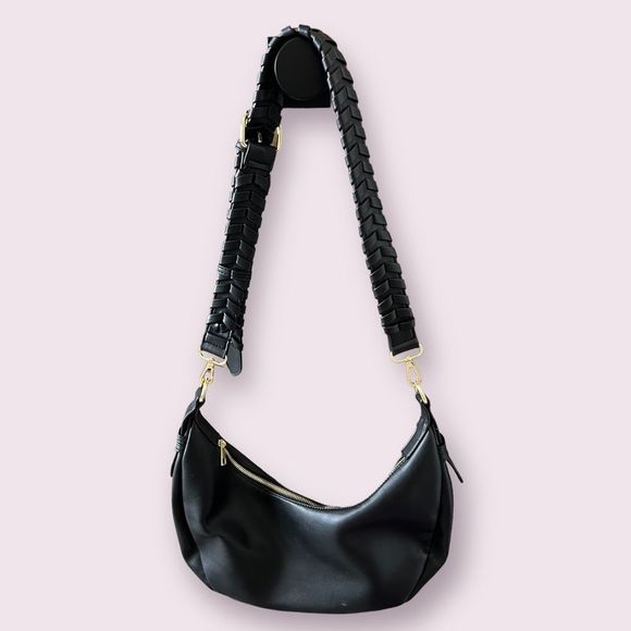 Jules Kae Handbags - Jules Kae Zola Half Moon Vegan Leather Bag Black